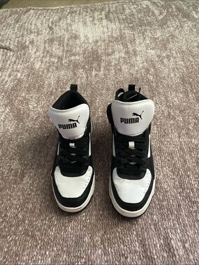 Puma Kids Black and White High-Top Sneakers